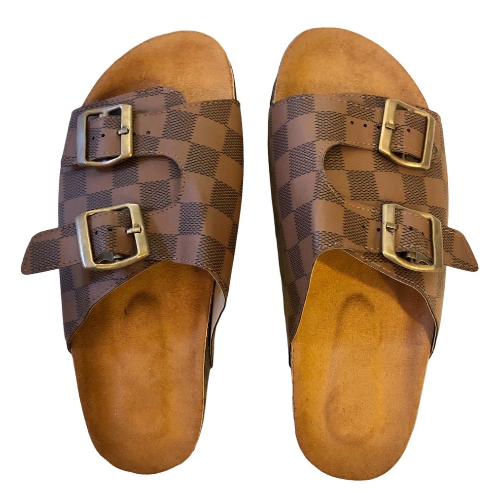NWOT. Designer Inspired Sandals- Brown